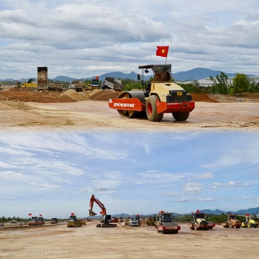 Đẩy nhanh tiến độ thi công đường băng số 2 sân bay Phù Cát